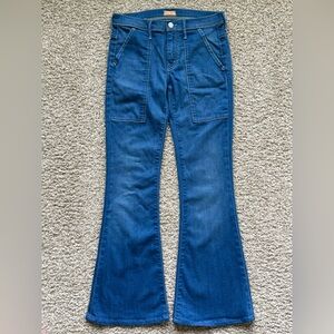 MOTHER The Hazer Jeans 26 Maiden & The Unicorn Blue Flare Stretch High Rise